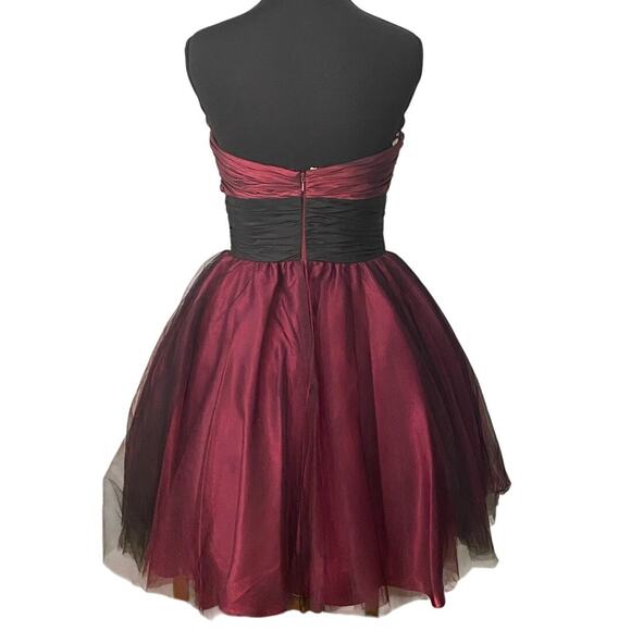 Burgundy Holiday Party Dress Black Tulle Rhinestone Sze 4 Whimsigoth Christmas - Picture 3 of 14